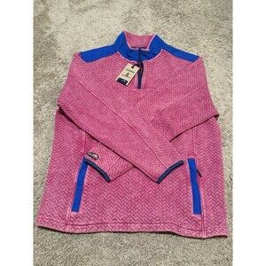 Chubbies The Let Me Pink Blue 1/4 Zip Quilted Jacket Fleece Sweater Men’s XL Nwt